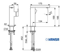 MEDIDAS MONOMANDO LAVABO STELA HANSA